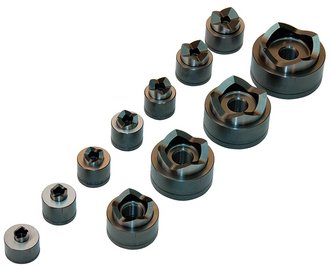 Ponsset met ponsen van PG7 tot PG48 + ø 30,5 mm