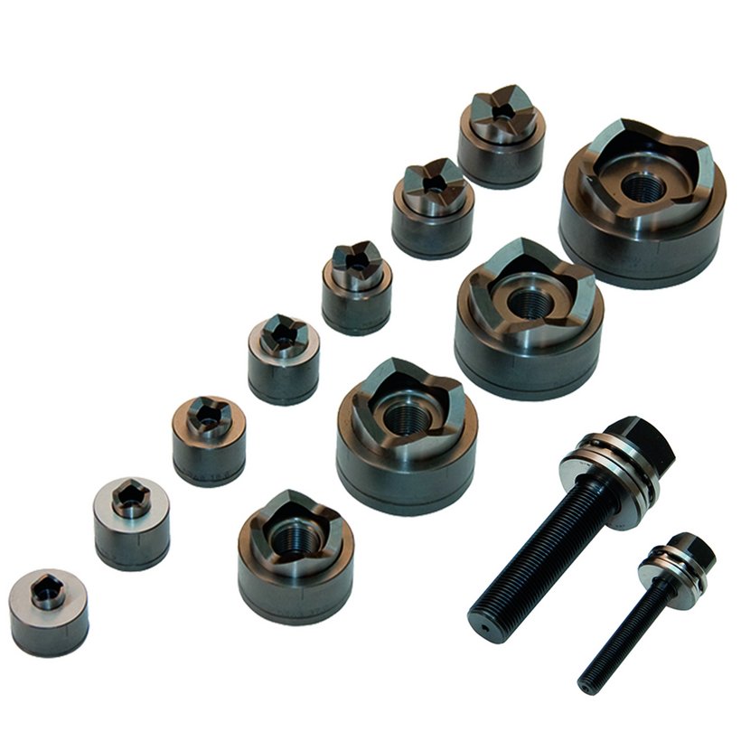 Ponsset met ponsen van PG7 tot PG48 + ø 30,5 mm Ponsset met ponsen van PG7 tot PG48 + ø 30,5 mm