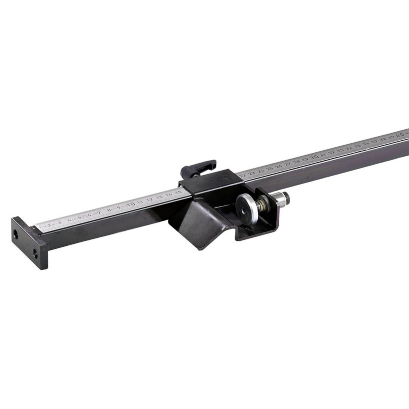 Lengteaanslag voor knippen t.b.v. kabelgootknipper met in, hoogte verstelbare vloersteun Lengteaanslag voor knippen t.b.v. kabelgootknipper met in, hoogte verstelbare vloersteun